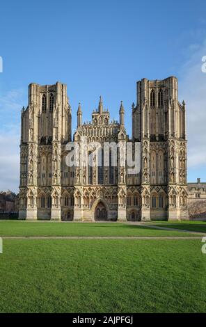 Wells Cathedral et Wells, Somerset, Royaume-Uni, Banque D'Images