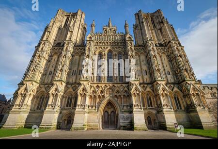 Wells Cathedral et Wells, Somerset, Royaume-Uni, Banque D'Images