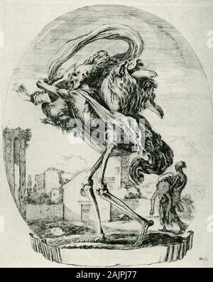 Cette gravure par Stefano della Bella est intitulé "La mort comme un Strangler." Stefano della Bella (17 mai 1610 - 12 juillet 1664) était un dessinateur et graveur italien connu pour des gravures d'une grande variété de sujets, y compris des militaires et des scènes de la cour, les paysages et le quartier animé de scènes de genre. Banque D'Images