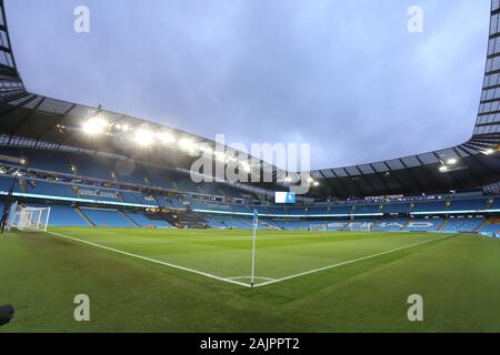 Manchester, UK. 4 janvier, 2020. Une vue générale à l'intérieur de l'Etihad Stadium, le stade de Manchester City FC. Banque D'Images