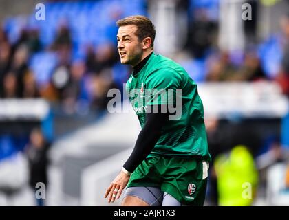 READING, UK. 05th, Jan 2020. Stephen Myler des London Irish en pré-match warm up lors de Gallagher Premiership match de rugby entre London Irish vs Exeter Chiefs au Madejski Stadium le dimanche, 05 janvier 2020. Londres Angleterre . (Usage éditorial uniquement, licence requise pour un usage commercial. Aucune utilisation de pari, de jeux ou d'un seul club/ligue/dvd publications.) Crédit : Taka G Wu/Alamy Live News Banque D'Images