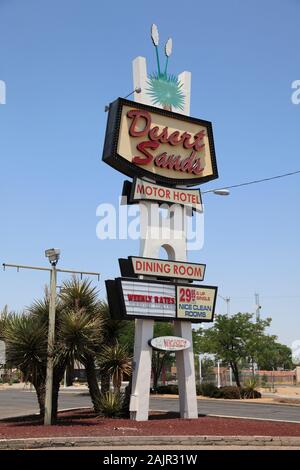 Motel, signe rétro, Route 66, Avenue centrale, Albuquerque, New Mexico, USA Banque D'Images