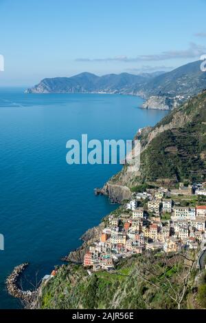 Journée De Trekking De Riomaggiore À Campiglia, Parc National Des Cinque Terre, Site De L'Unesco, Ligurie, Italie Banque D'Images