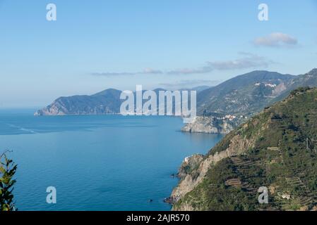 Journée De Trekking De Riomaggiore À Campiglia, Parc National Des Cinque Terre, Site De L'Unesco, Ligurie, Italie Banque D'Images