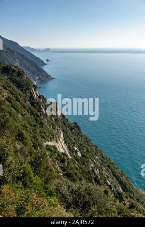 Journée De Trekking De Riomaggiore À Campiglia, Parc National Des Cinque Terre, Site De L'Unesco, Ligurie, Italie Banque D'Images