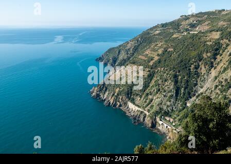 Journée De Trekking De Riomaggiore À Campiglia, Parc National Des Cinque Terre, Site De L'Unesco, Ligurie, Italie Banque D'Images