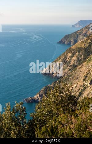 Journée De Trekking De Riomaggiore À Campiglia, Parc National Des Cinque Terre, Site De L'Unesco, Ligurie, Italie Banque D'Images