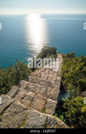 Journée De Trekking De Riomaggiore À Campiglia, Parc National Des Cinque Terre, Site De L'Unesco, Ligurie, Italie Banque D'Images