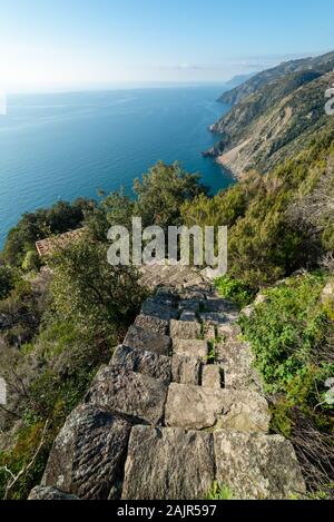 Journée De Trekking De Riomaggiore À Campiglia, Parc National Des Cinque Terre, Site De L'Unesco, Ligurie, Italie Banque D'Images