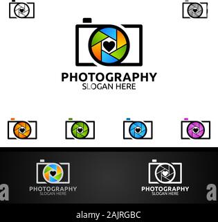 Résumé La photographie Appareil photo Icône Logo modèle vecteur Conception Illustration de Vecteur