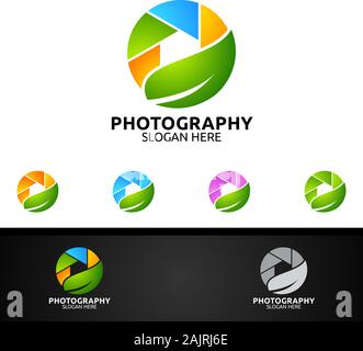 Appareil photo Nature Photographie Icône Logo modèle vecteur Conception Illustration de Vecteur