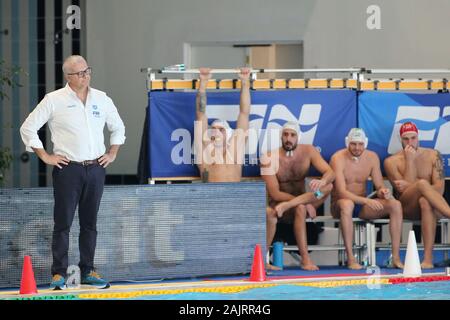 Cuneo, Italie. 05Th Jan, 2020. Alessandro campagna (entraîneur de l'Italie) au cours de l'Italie contre l'Hungery - quadrangulaire, le water-polo de l'équipe nationale italienne de Cuneo, Italie, 05 Janvier 2020 : Crédit Photo Agency indépendante/Alamy Live News Banque D'Images