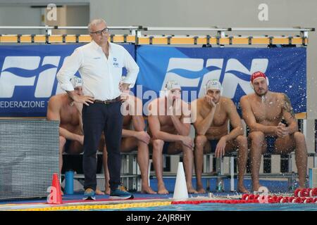 Cuneo, Italie. 05Th Jan, 2020. Alessandro campagna (entraîneur de l'Italie) au cours de l'Italie contre l'Hungery - quadrangulaire, le water-polo de l'équipe nationale italienne de Cuneo, Italie, 05 Janvier 2020 : Crédit Photo Agency indépendante/Alamy Live News Banque D'Images