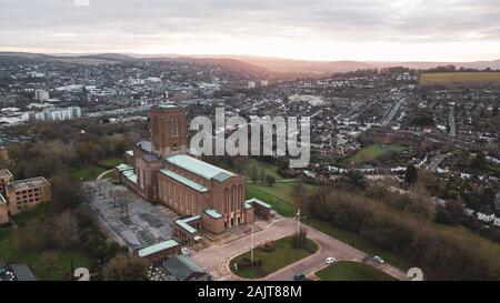 Vue aérienne de la cathédrale de Guildford à Guildford, Surrey, Angleterre Banque D'Images