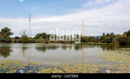 Étang de pêche près de la rivière Sava, Zagreb Banque D'Images