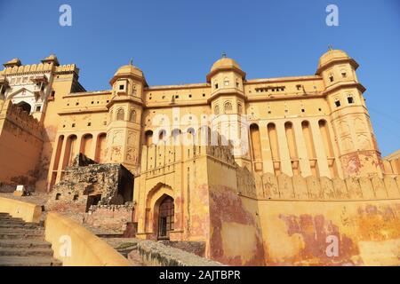 Le beau fort orange près de Jaipur, Inde. Banque D'Images