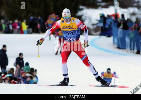 5 janvier 2020, la station de ski de Val di Fiemme, Val di Fiemme, Trento, Italie, Fédération internationale de ski FIS Hommes Audi Cross Country Ski World Cup, Tour De Ski Val di Fiemme ; Simen Krueger (NI) Banque D'Images