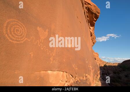 Pétroglyphes, Navajo Nation (Utah). Banque D'Images