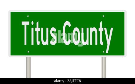 D'un rendu 3d vert panneau routier pour Titus County Banque D'Images