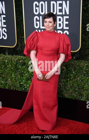 05 janvier 2020 - Los Angeles, Californie - Prête-nom Olivia Colman. Annuel 77e Golden Globe Awards qui a eu lieu au Beverly Hilton. Crédit photo : HFPA/AdMedia /MediaPunch Banque D'Images