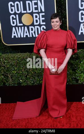 Los Angeles, États-Unis. 05Th Jan, 2020. Olivia Colman assiste à la 77e Golden Globe Awards annuels, honorant le meilleur dans le domaine du cinéma et de la télévision américaine de 2020 à l'hôtel Beverly Hilton à Beverly Hills, Californie le Dimanche, Janvier 5, 2020. Photo par Jim Ruymen/UPI UPI : Crédit/Alamy Live News Banque D'Images