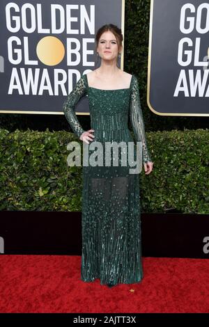 Los Angeles, Californie, USA. 05Th Jan, 2020. Rose Leslie arrive à la 77e Golden Globe Awards tenue à l'hôtel Beverly Hilton le 5 janvier 2020 à Beverly Hills, CA. (Photo par Sthanlee B. Mirador/Sipa USA) Crédit : Sipa USA/Alamy Live News Banque D'Images