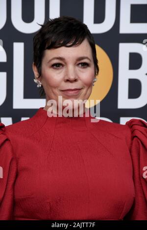 Los Angeles, Californie, USA. 05Th Jan, 2020. Olivia Colman arrive à la 77e Golden Globe Awards tenue à l'hôtel Beverly Hilton le 5 janvier 2020 à Beverly Hills, CA. (Photo par Sthanlee B. Mirador/Sipa USA) Crédit : Sipa USA/Alamy Live News Banque D'Images