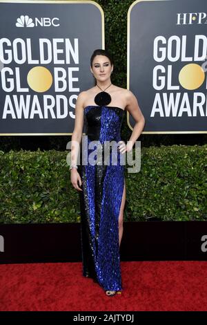 Los Angeles, Californie, USA. 05Th Jan, 2020. Shailene Woodley arrive à la 77e Golden Globe Awards tenue à l'hôtel Beverly Hilton le 5 janvier 2020 à Beverly Hills, CA. (Photo par Sthanlee B. Mirador/Sipa USA) Crédit : Sipa USA/Alamy Live News Banque D'Images