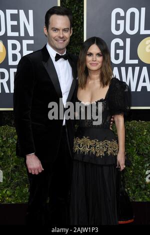 Los Angeles, Californie, USA. 05Th Jan, 2020. Bill Hader et Rachel Bilson arrive à la 77e Golden Globe Awards tenue à l'hôtel Beverly Hilton le 5 janvier 2020 à Beverly Hills, CA. (Photo par Sthanlee B. Mirador/Sipa USA) Crédit : Sipa USA/Alamy Live News Banque D'Images