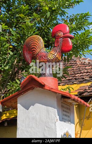 Coq portugais Fontainhas Panjim Goa Inde Banque D'Images