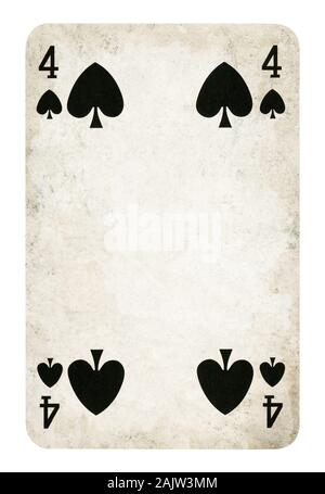 Quatre de pique Vintage playing card - isolated on white (chemin inclus) Banque D'Images