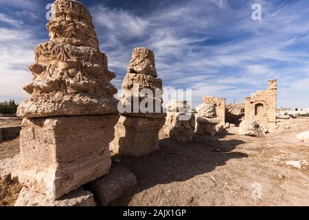 Al-Rabba ruines romaines et Byzantines, Rabba, Kings Highway, route 35, route historique sur le terrain élevé, Jordanie, Moyen-Orient, Asie Banque D'Images