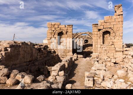 Al-Rabba ruines romaines et Byzantines, Rabba, Kings Highway, route 35, route historique sur le terrain élevé, Jordanie, Moyen-Orient, Asie Banque D'Images