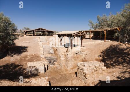 Bethany, Baptême site de Jésus, excavation, Jourdain, Jordanie, Moyen-Orient, Asie Banque D'Images