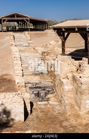 Bethany, Baptême site de Jésus, excavation, Jourdain, Jordanie, Moyen-Orient, Asie Banque D'Images