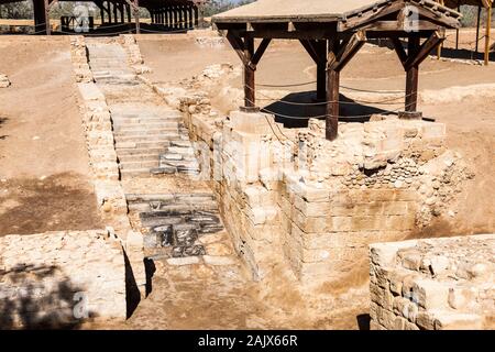 Bethany, Baptême site de Jésus, excavation, Jourdain, Jordanie, Moyen-Orient, Asie Banque D'Images