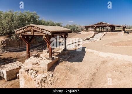 Bethany, Baptême site de Jésus, excavation, Jourdain, Jordanie, Moyen-Orient, Asie Banque D'Images