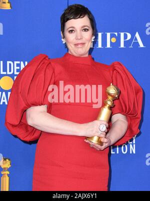 05 janvier 2020 - Beverly Hills, Californie - Olivia Colman. 77e Golden Globes annuel - salle de presse à l'hôtel Beverly Hilton. Banque D'Images