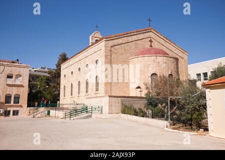 Eglise St George, plus ancienne carte de la Palestine en mosaïque de sol, Madaba, Jordanie, Moyen-Orient, Asie Banque D'Images