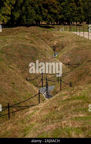 Le préservé des tranchées au mémorial de Beaumont-Hamel Newfoundland canadiens qui se sont battus et sont morts dans la bataille de la Somme. Banque D'Images