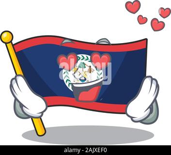 Tomber en amour cute cartoon character design drapeau Belize Illustration de Vecteur