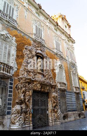 Bâtiment historique du Musée National de céramiques González Martí. Le Palais de Marqués de Dos Aguas à Valence vieille ville, Espagne Banque D'Images