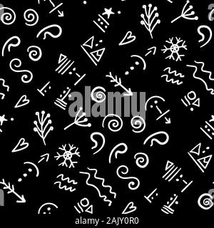 Modèle transparent avec des runes anciennes sur un fond noir. Vector illustration pour le papier d'emballage, l'arrière-plan pour votre conception.. Illustration de Vecteur