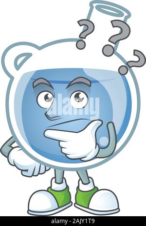 Potion bleue style cartoon mascot avec geste confondre Illustration de Vecteur