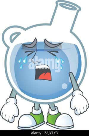 Triste de potion bleu style cartoon mascot Illustration de Vecteur