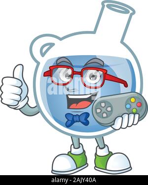 Smiley gamer potion bleu style cartoon mascot Illustration de Vecteur