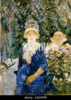 Berthe Morisot, femme dans un jardin, peinture, 1882-1883 Banque D'Images