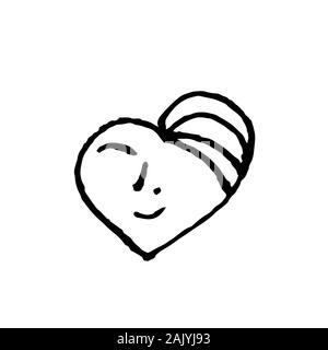 Coeur garçon. Croquis dessin à main pour la Saint Valentin, mariage, baby shower, impression textile, papier peint, papier d'emballage, cartes de vœux, utilisé dans logos, bannières, page d'atterrissage. Vector Illustration. EPS10 Illustration de Vecteur