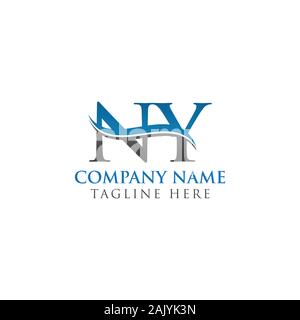 Lettre initiale NY Logo Design Vector Modèle. NY Lettre Logo Design Illustration de Vecteur