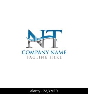 Lettre initiale de conception de logo Vector NT Modèle. NT Lettre Logo Design Illustration de Vecteur